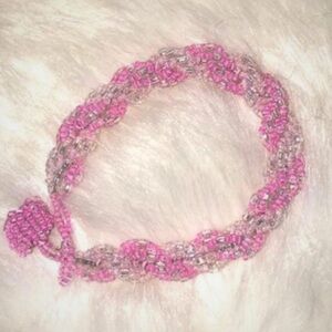 Handmade Pink Micro Bead Bracelet Measurement in Photo